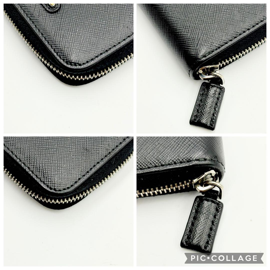 美品✨PRADA ケース 三角ロゴ ラウンドジップ ミニ財布 サフィアーノ