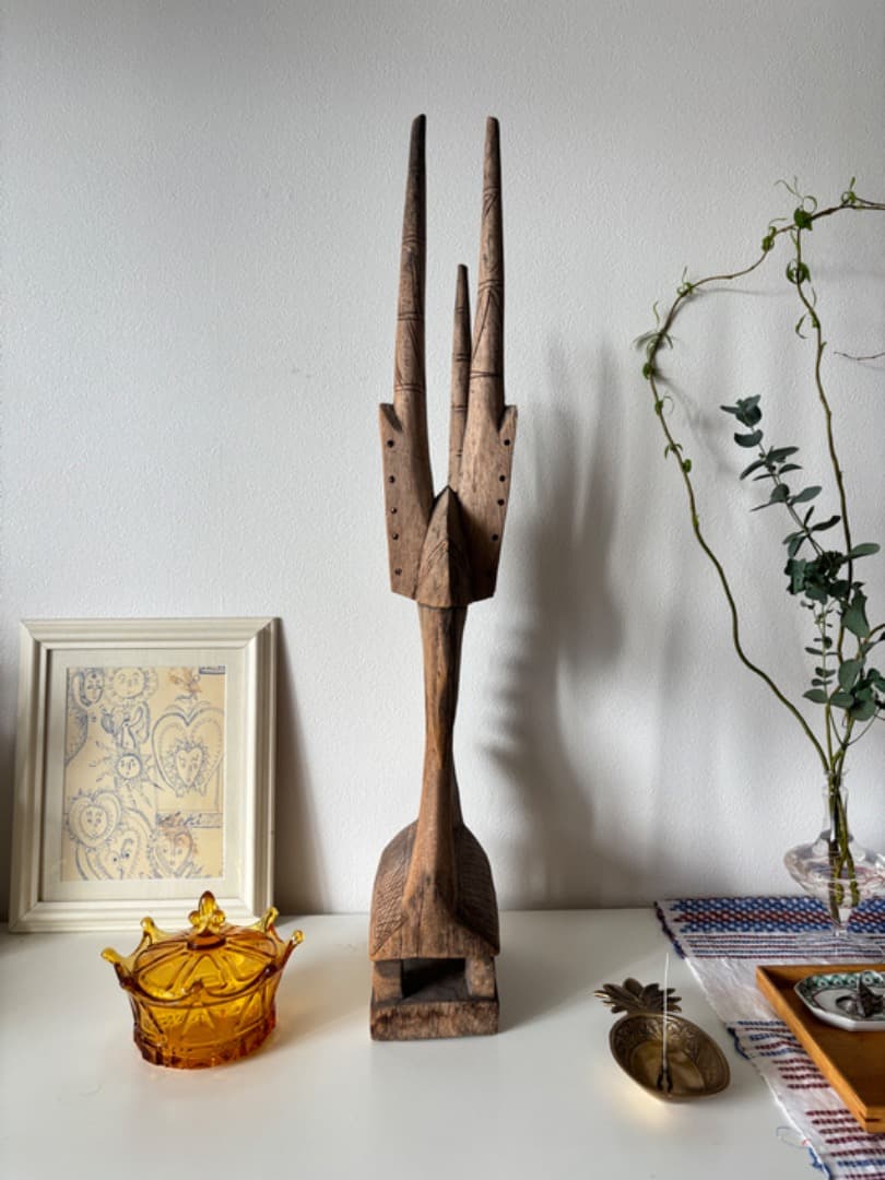 【ドゴン族 双頭像】アフリカ 木彫 彫刻 豊穣と調和 インテリアアート