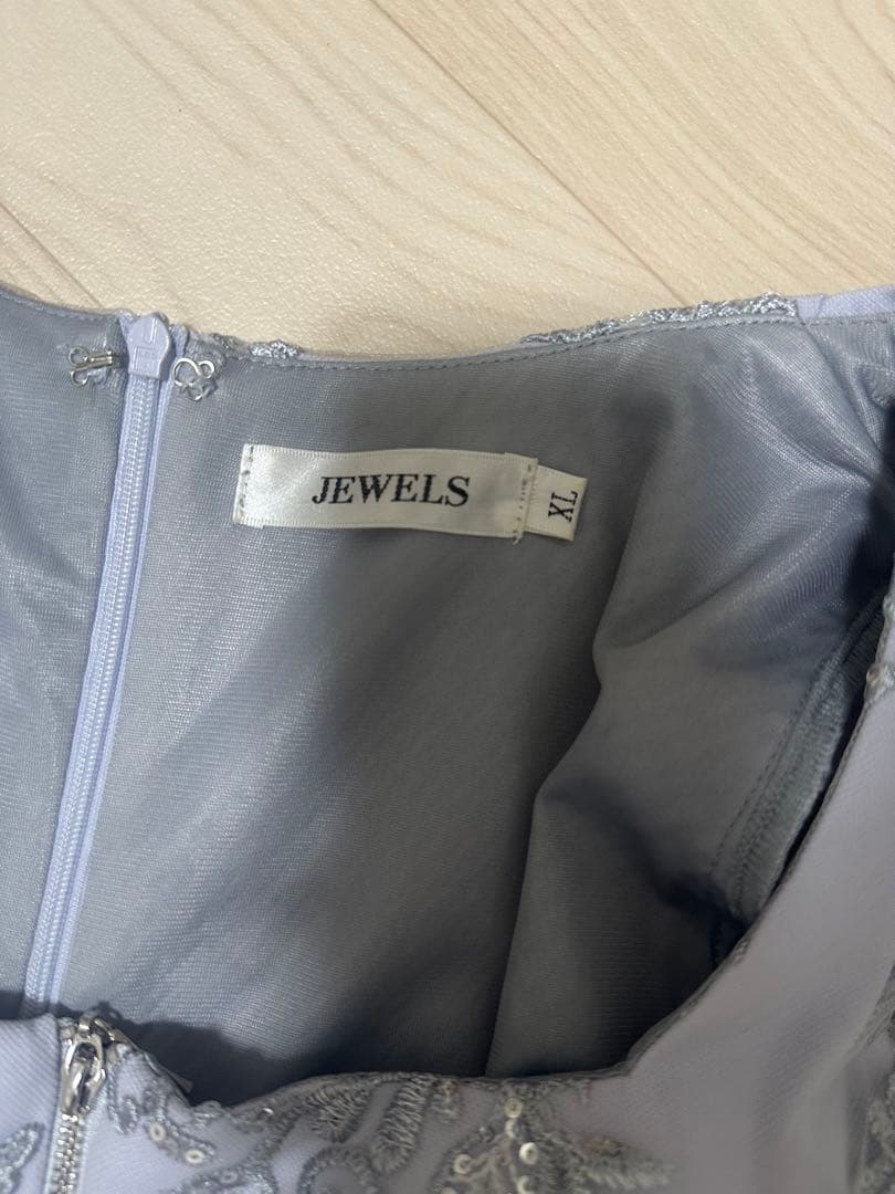 JEWELS グレー刺繍ナイトドレス XL