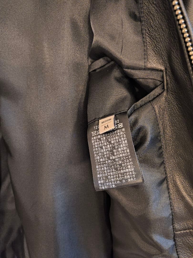 【美品】ブラック シングルライダースジャケット M シープレザー