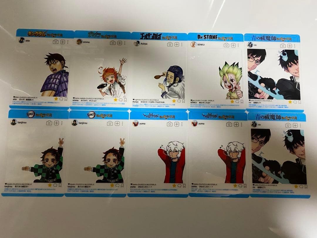 【今だけ値下げ!!】【10枚セット!!】 ジャンプ SNS風 キャラクターカード