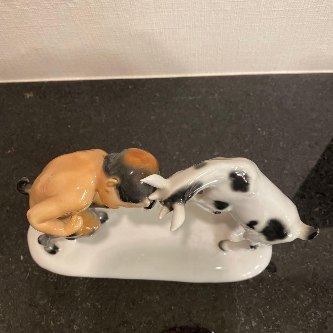 【一点物♡】「Gustafsson」と刻印　雄ヤギと角をぶつけ合う牧神の彫刻