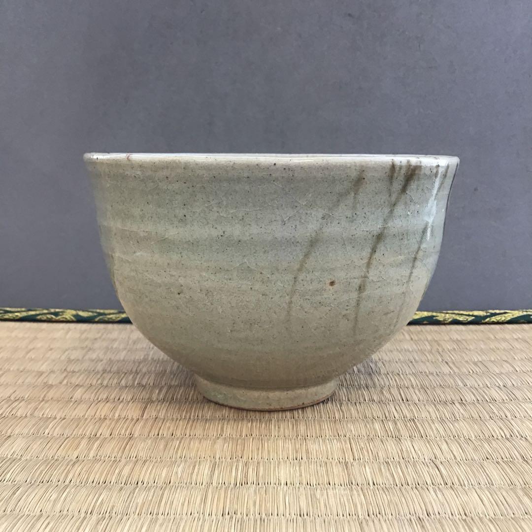 茶道具 茶碗 灰釉茶碗 渓泉 直径約120ミリ 高さ約80ミリ N 282