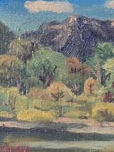 【真作】絵画　田中志郎　油彩SM　初秋　山と川の風景画　柔らかな自然美　X105