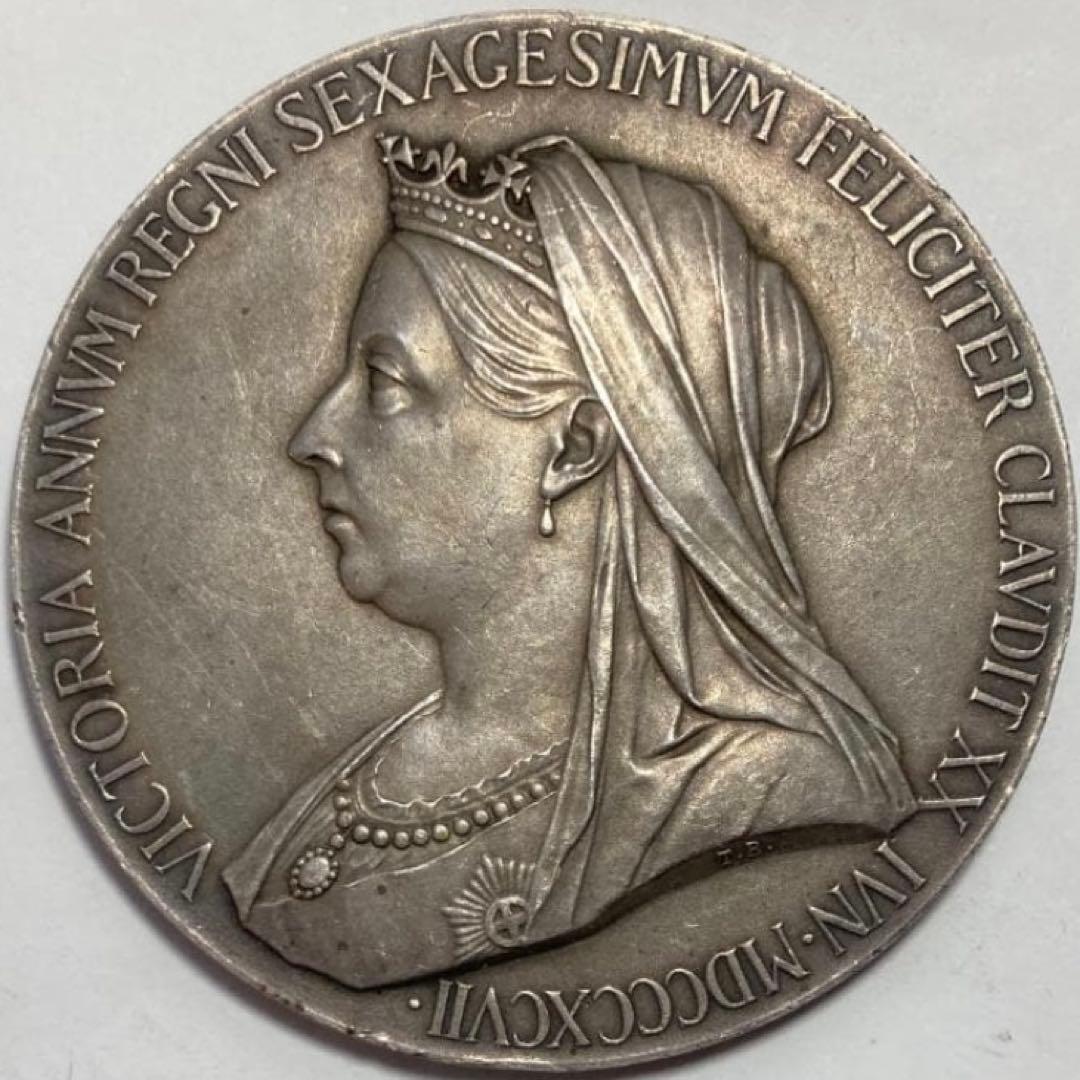本物保証‼️1897年 ヴィクトリア女王 ダイヤモンドジュビリー 大型銀メダル