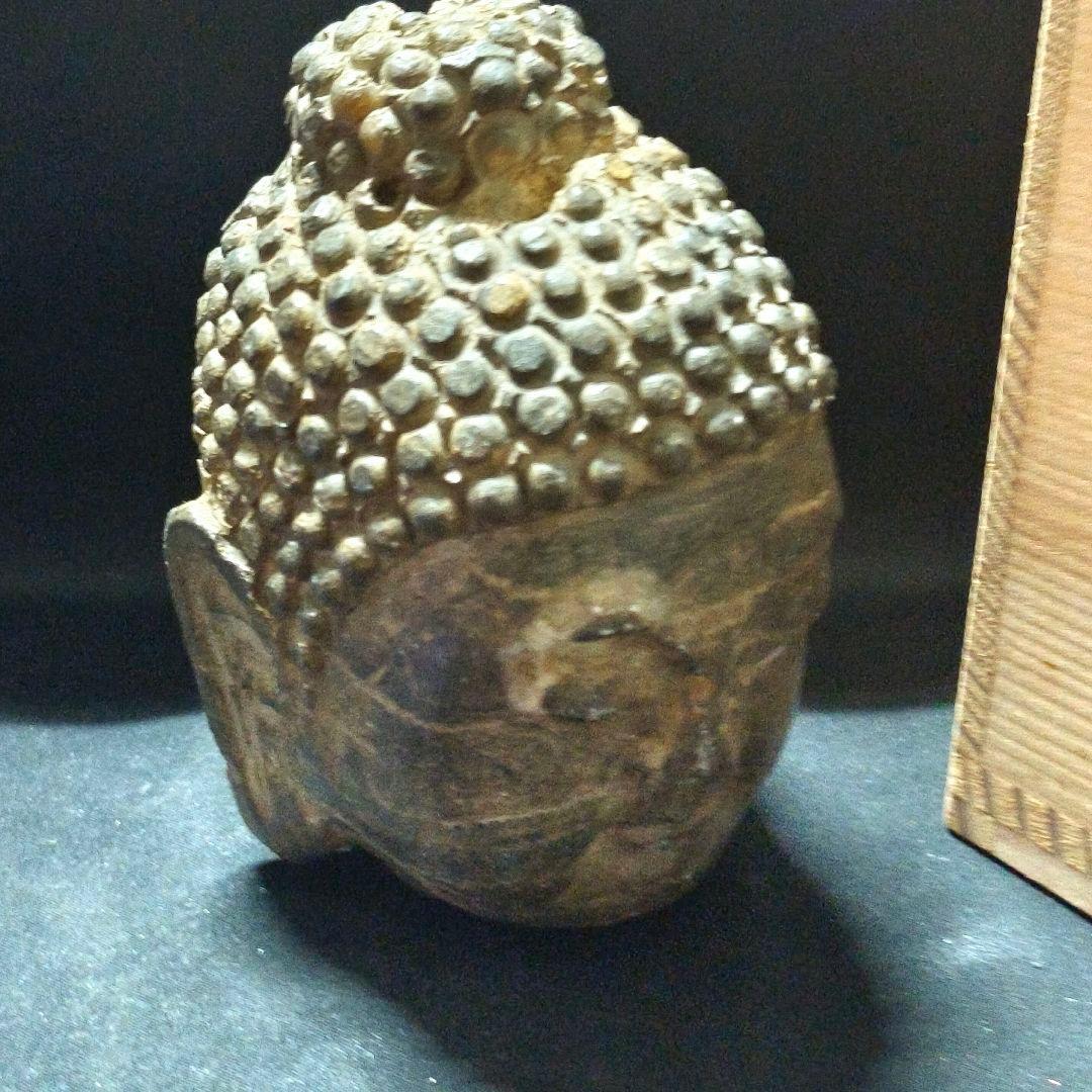中国仏教美術 佛頭 天然石 手彫り骨董 アンティーク 石窟発掘 蒐集家放出極上品