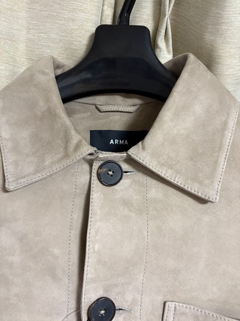 あさひまる新品未使用タグ付ARMA レザーシャツ PEAK ベージュ 46