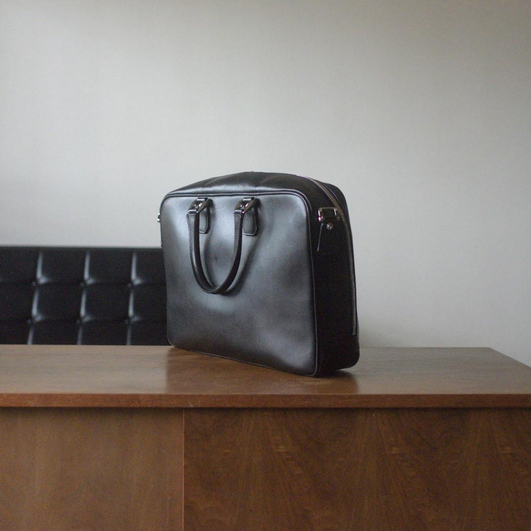 【中古】万双／双鞣和地シングルブリーフケース／ブラック