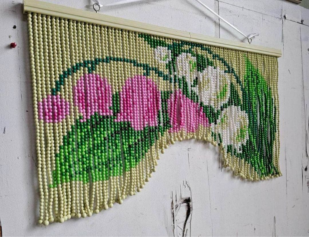 カーテン 昭和レトロ ビーズ 暖簾 スキルスクリーン すずらん