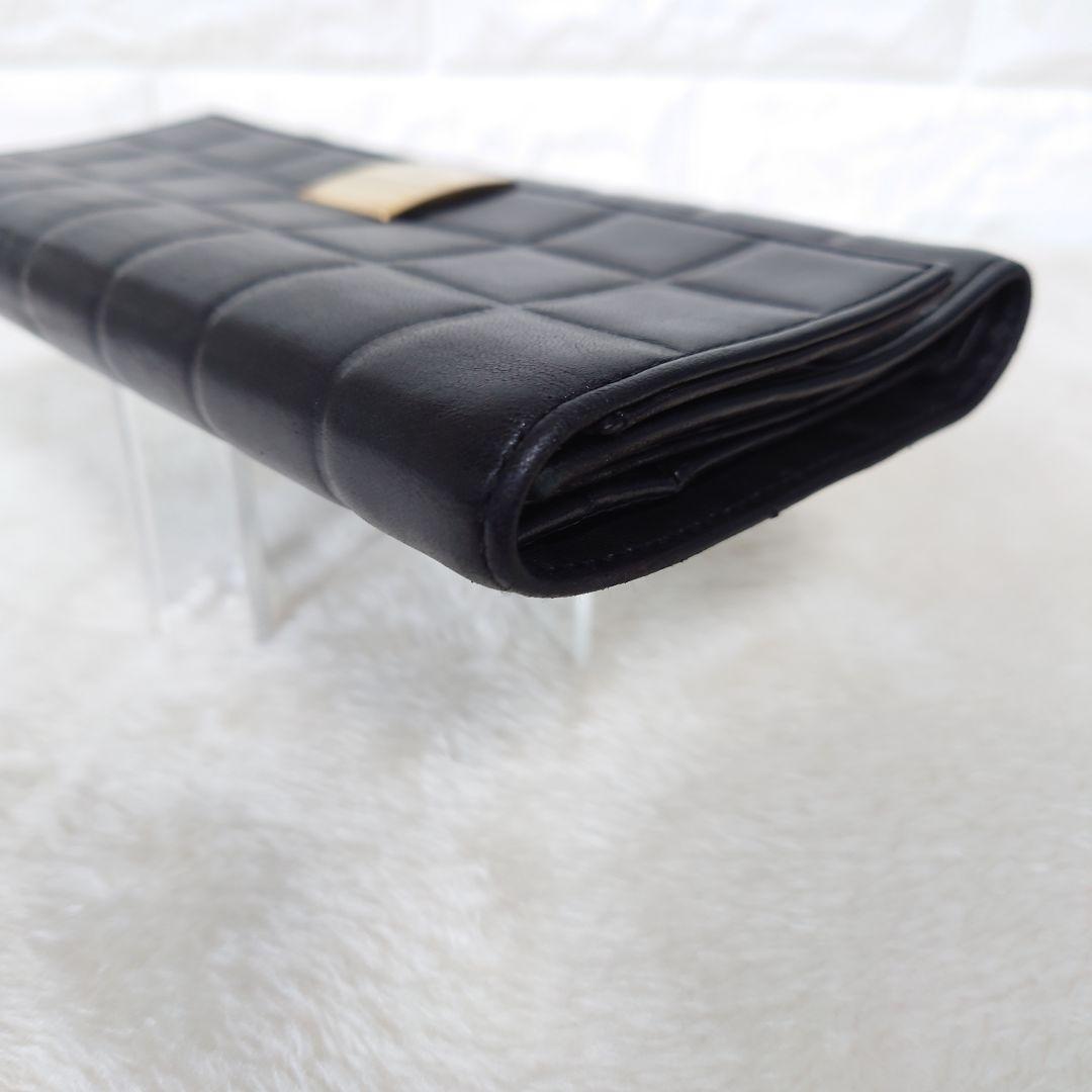 【希少】CHANEL シャネル チョコバー 三つ折り長財布 ブラック