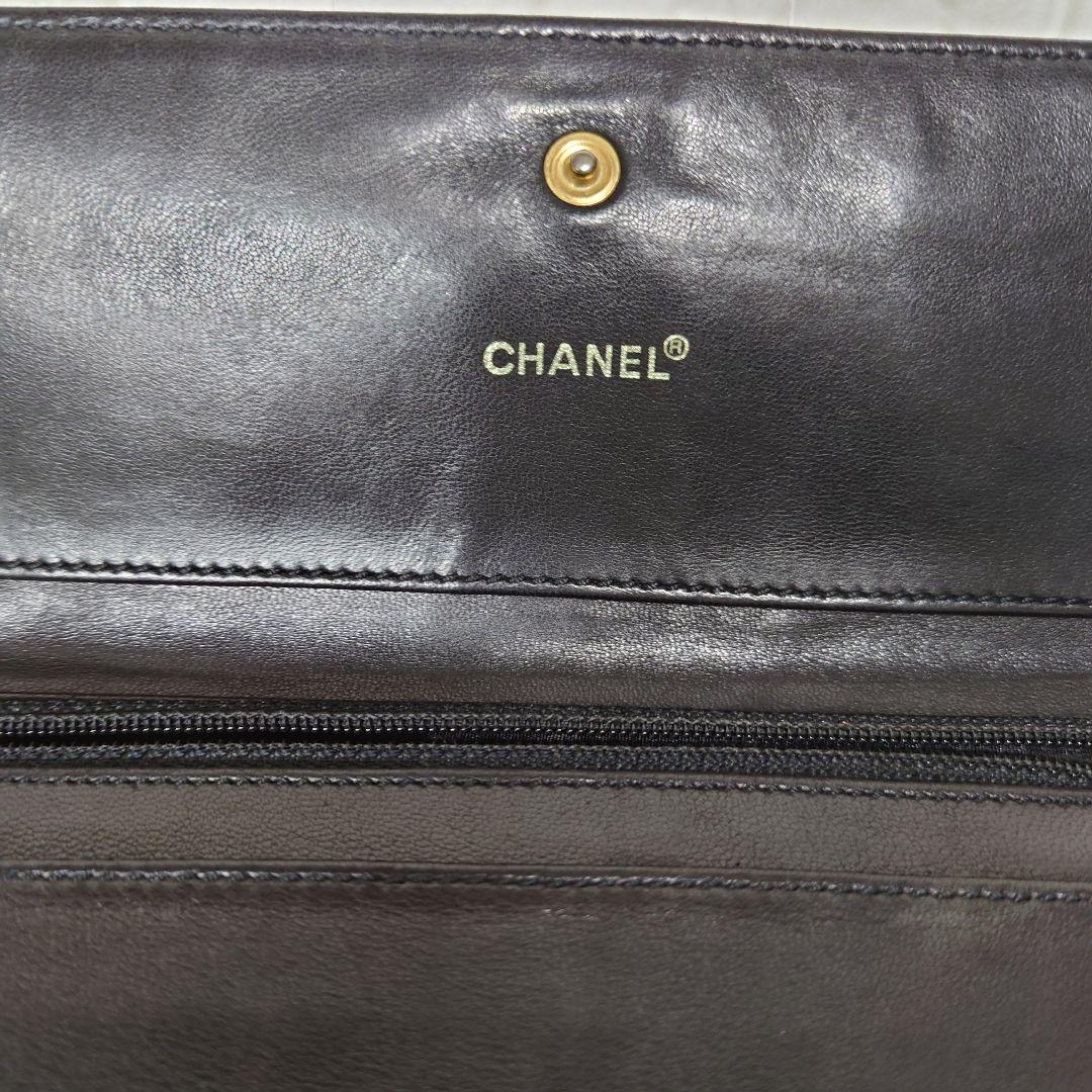 【希少】CHANEL シャネル チョコバー 三つ折り長財布 ブラック