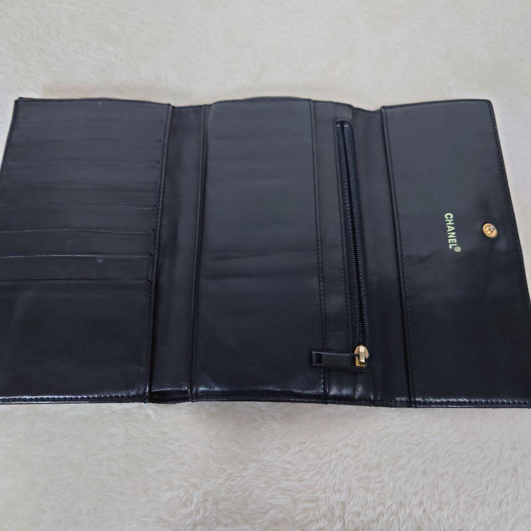 【希少】CHANEL シャネル チョコバー 三つ折り長財布 ブラック