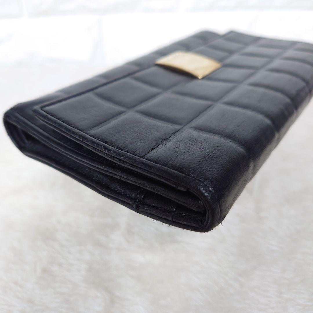 【希少】CHANEL シャネル チョコバー 三つ折り長財布 ブラック