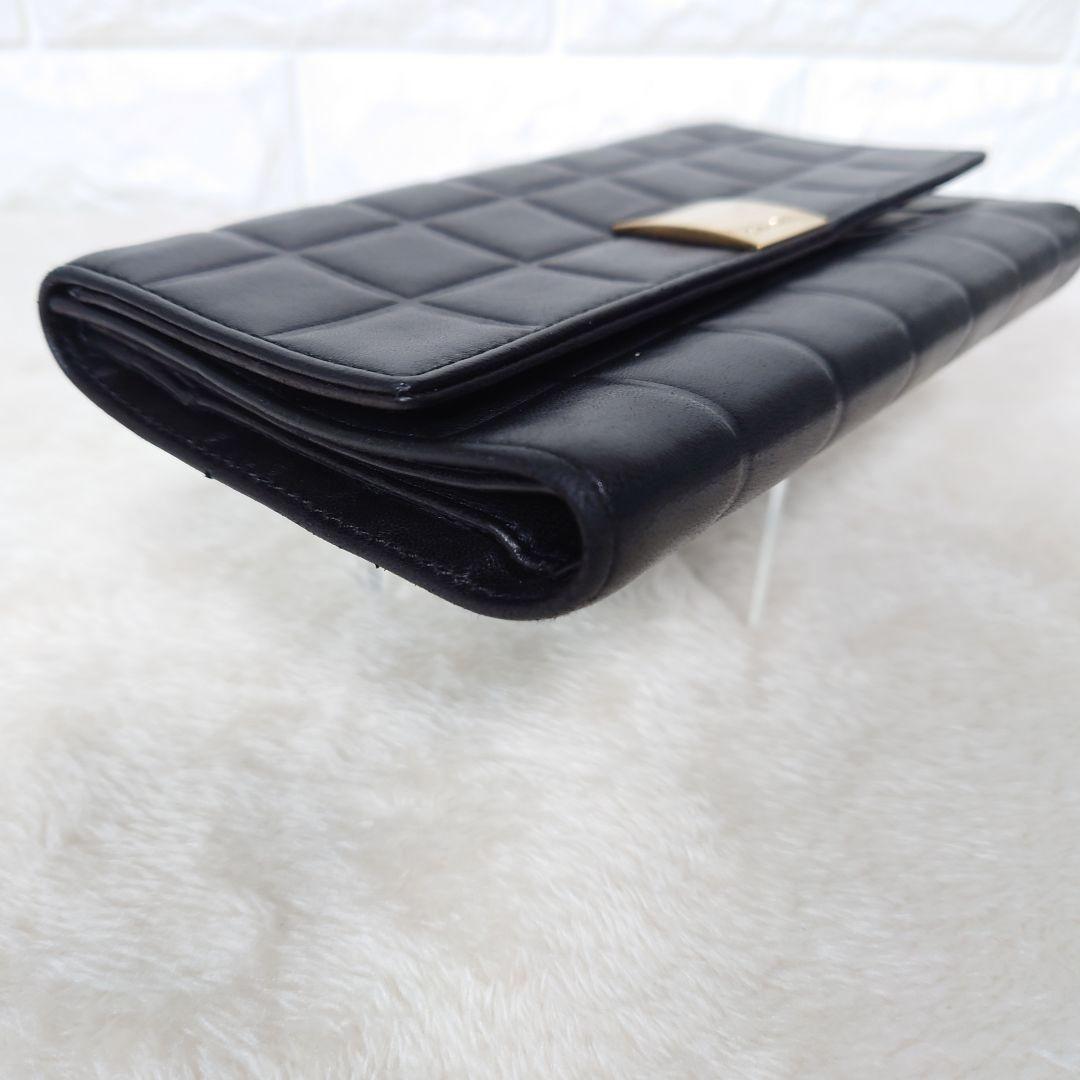 【希少】CHANEL シャネル チョコバー 三つ折り長財布 ブラック