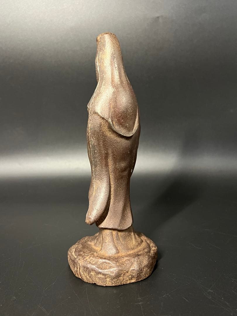 古い鉄製 観音菩薩立像／鋳鉄 仏像 在地信仰 古道具 ◎古美術庵々 アンティーク