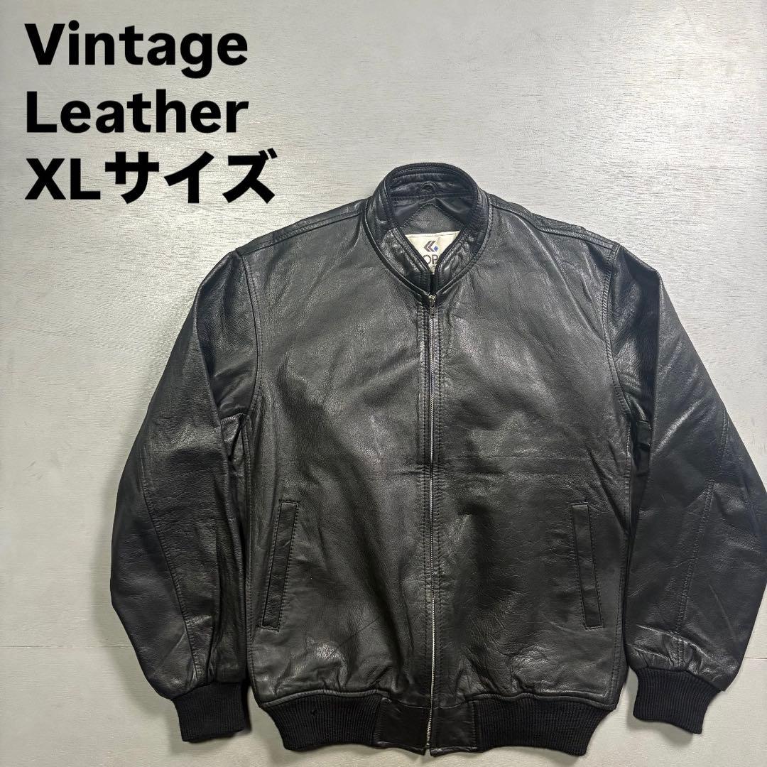 vintage レザージャケット　ブルゾン　ma-1 短丈　本革オールレザー