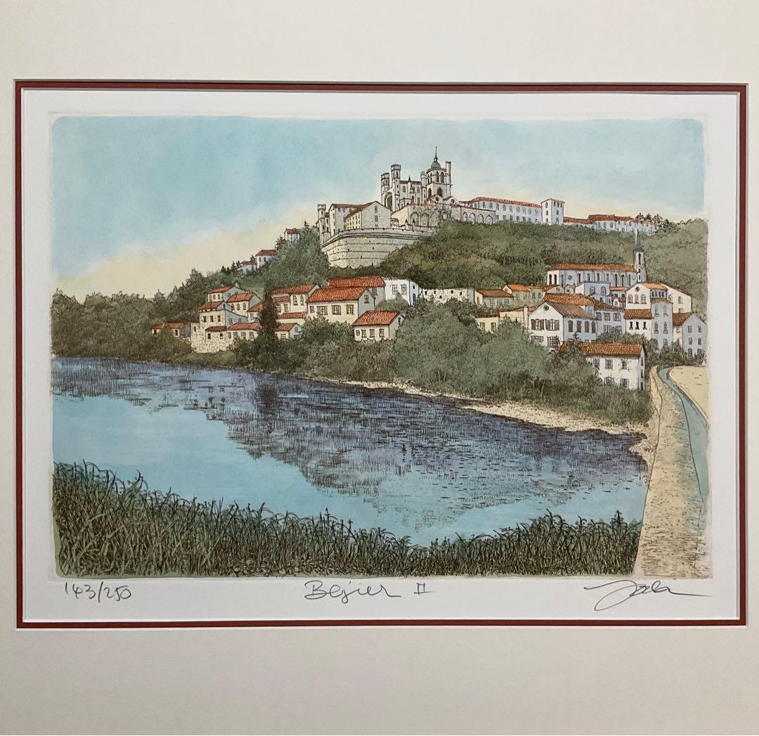 絵画・額縁・版画・織田義郎・新品未使用・銅版画+手彩色・美術品・インテリア・雑貨