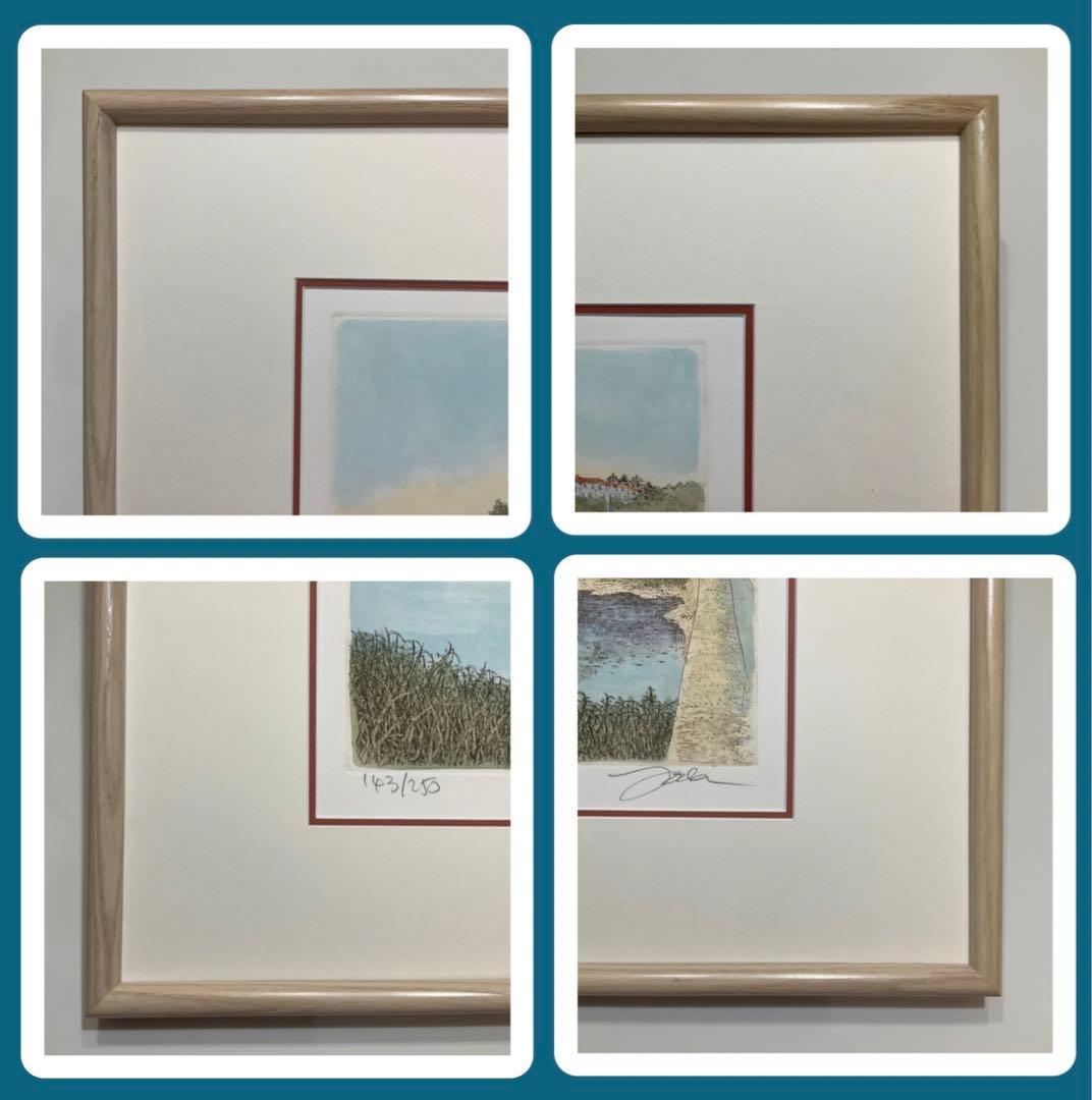 絵画・額縁・版画・織田義郎・新品未使用・銅版画+手彩色・美術品・インテリア・雑貨