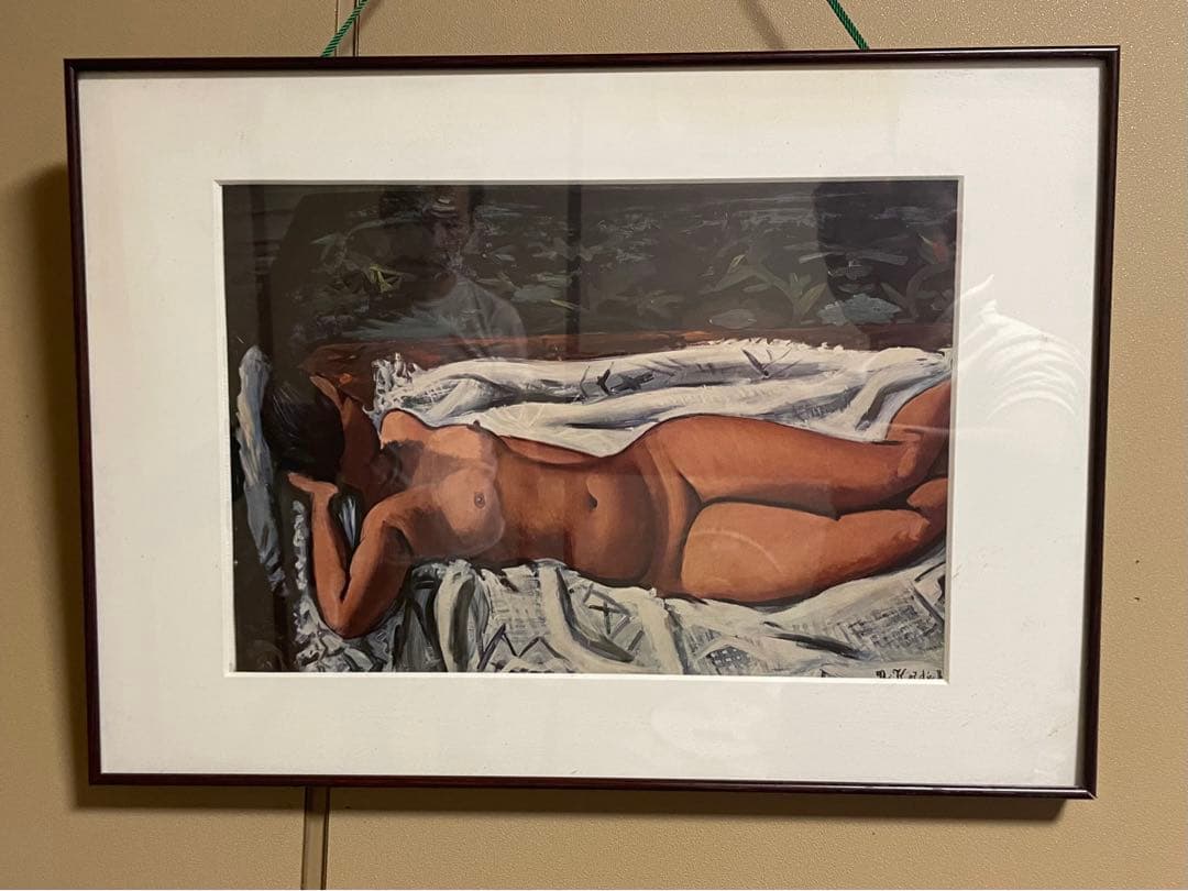 児島善三郎、【青寝台の裸婦】、希少な画集画