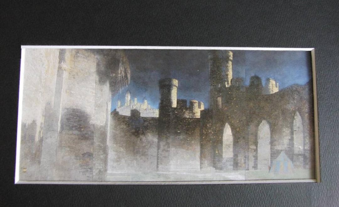 清水由朗、「望楼」、希少画集・額装画、日本製・新品額縁にて額装致します、状態良好