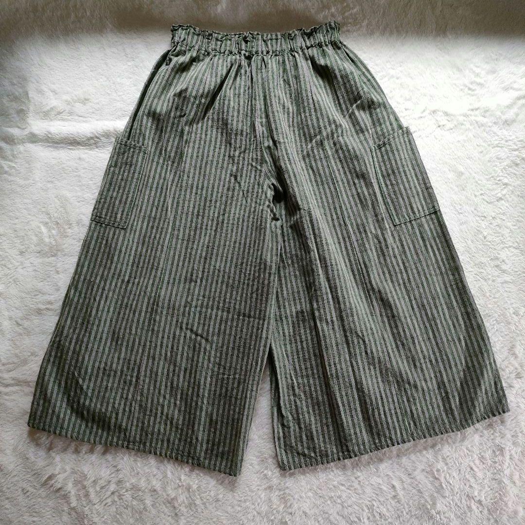 【✨極美品✨】ヤンマ産業◎会津木綿YAMMAキュロット ガウチョパンツ　棒縞