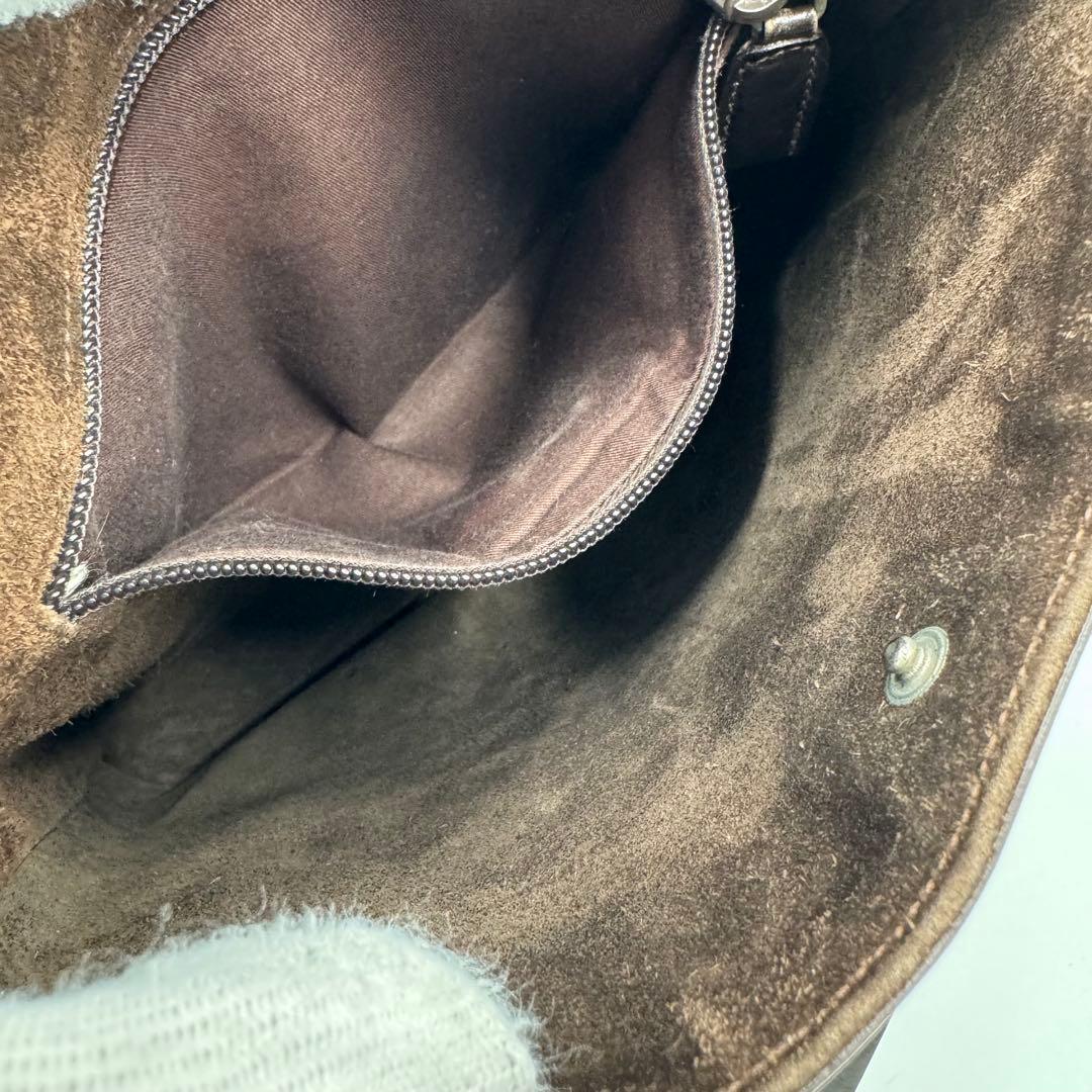 PRADA プラダ カーフ レザー ショルダーバッグ 肩掛け ダークブラウン