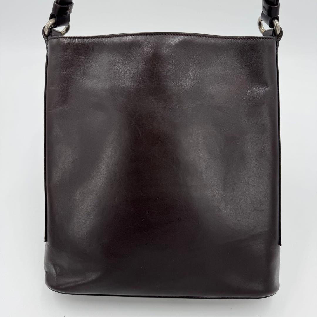 PRADA プラダ カーフ レザー ショルダーバッグ 肩掛け ダークブラウン