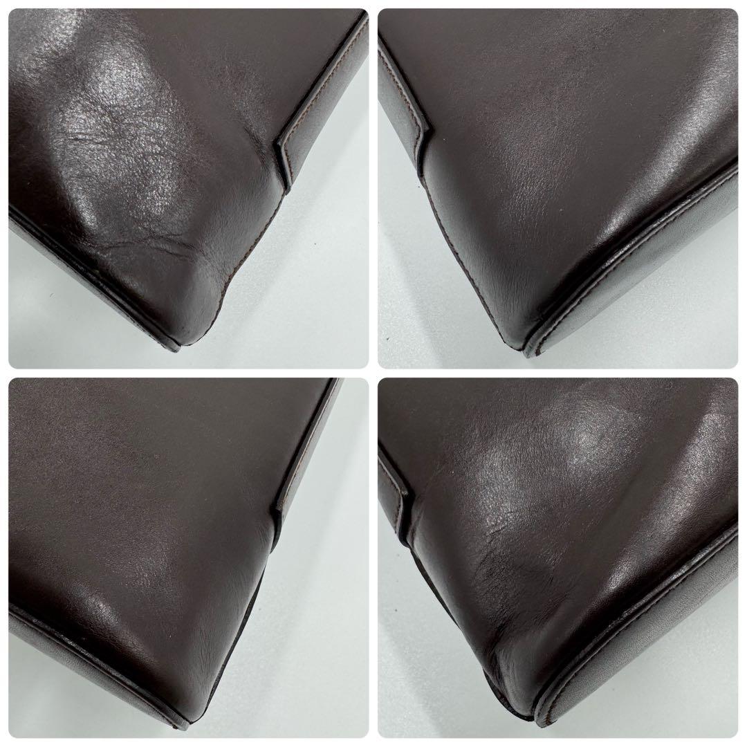 PRADA プラダ カーフ レザー ショルダーバッグ 肩掛け ダークブラウン