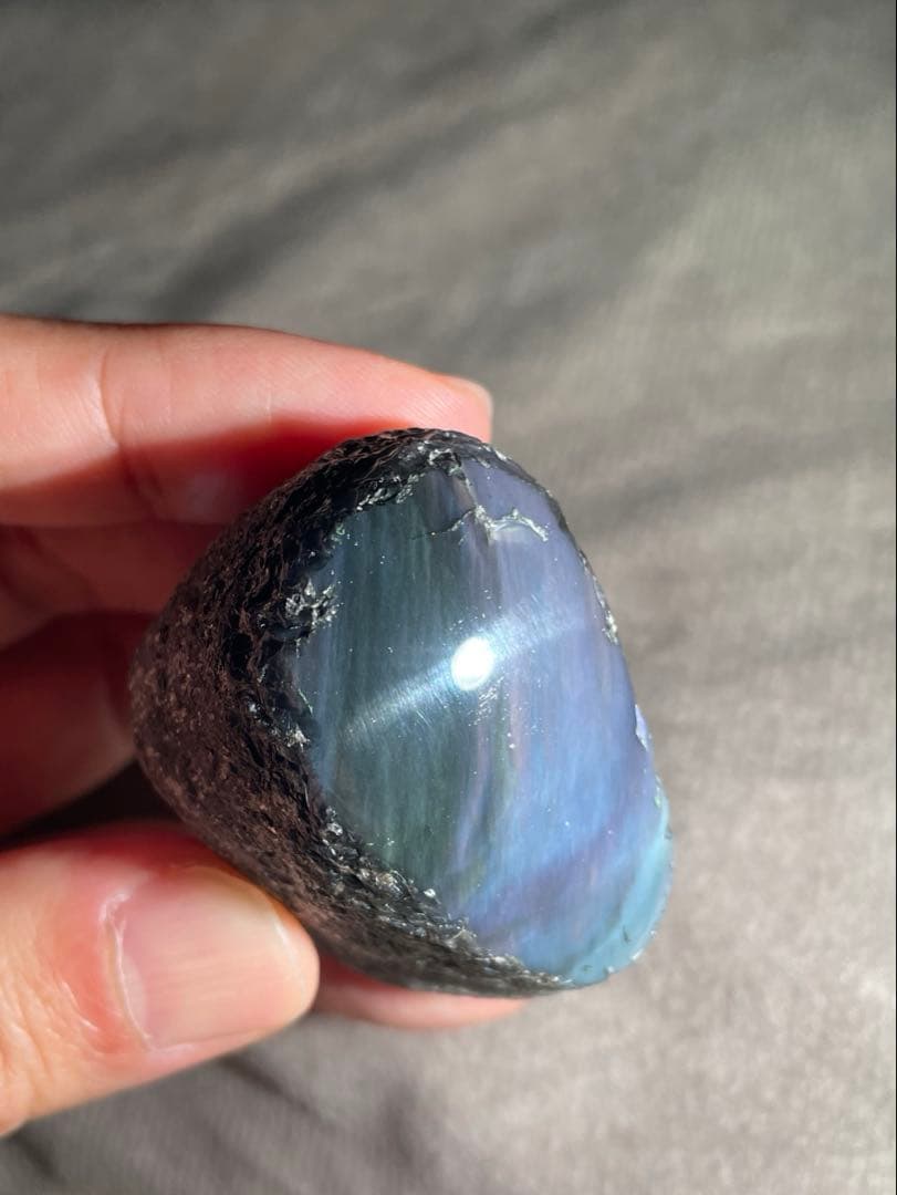 研磨品　十勝石玲瓏　複合色オーロラ　レインボーオブシディアン