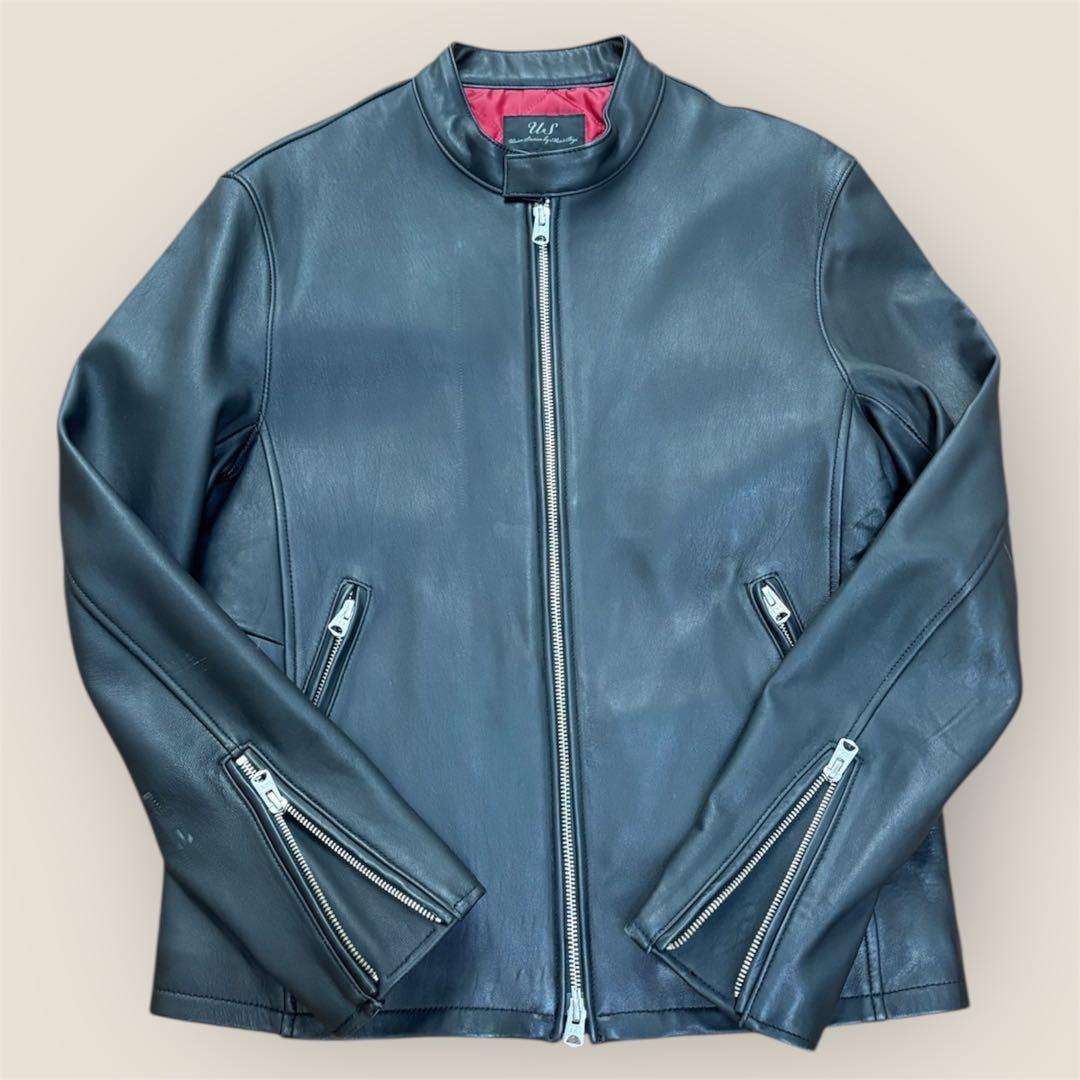 即日発送⭐️美品ユニオンステーションメンズビギ 羊革 ラムライダースジャケット L
