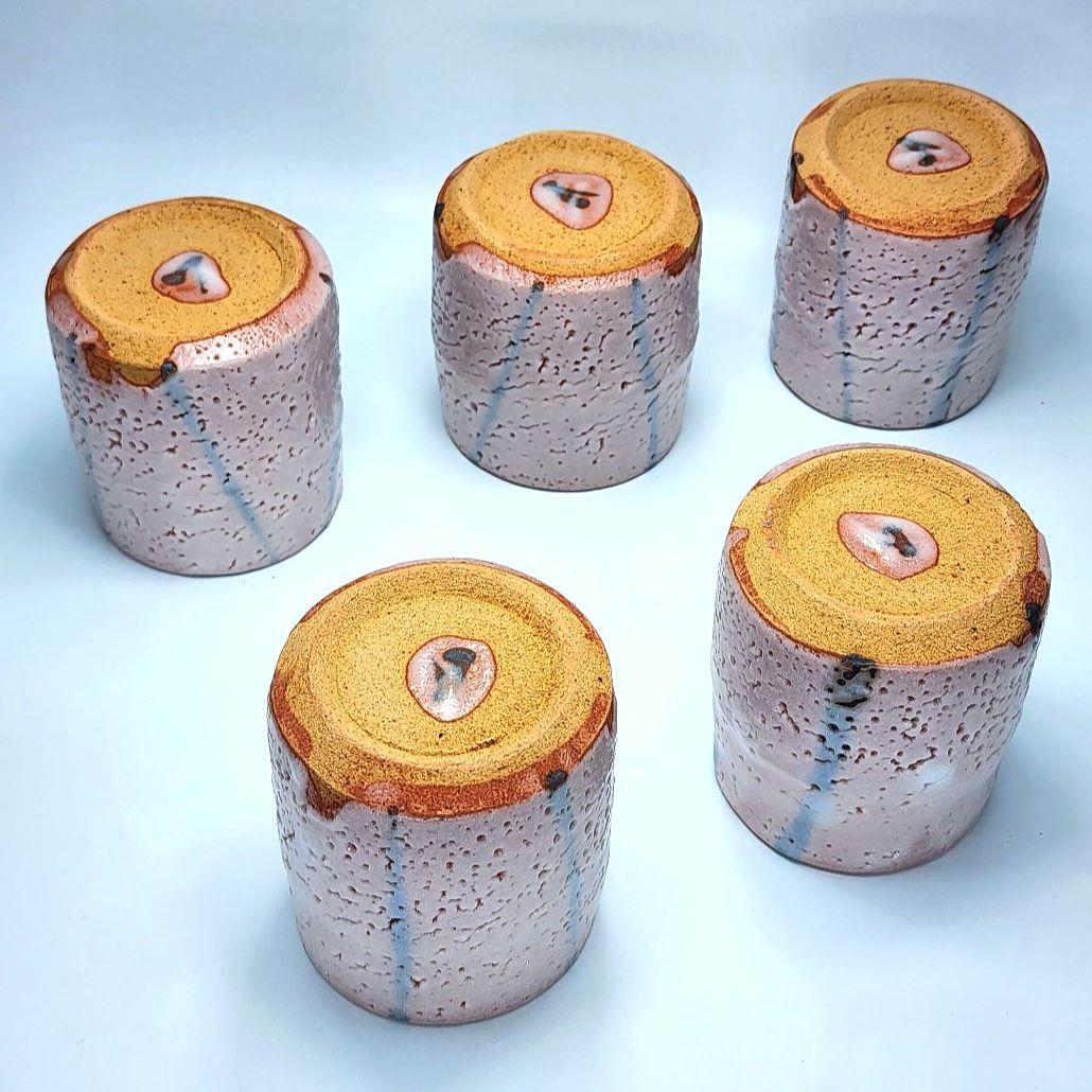 人間国宝 加藤孝造 志野 湯呑 5客セット