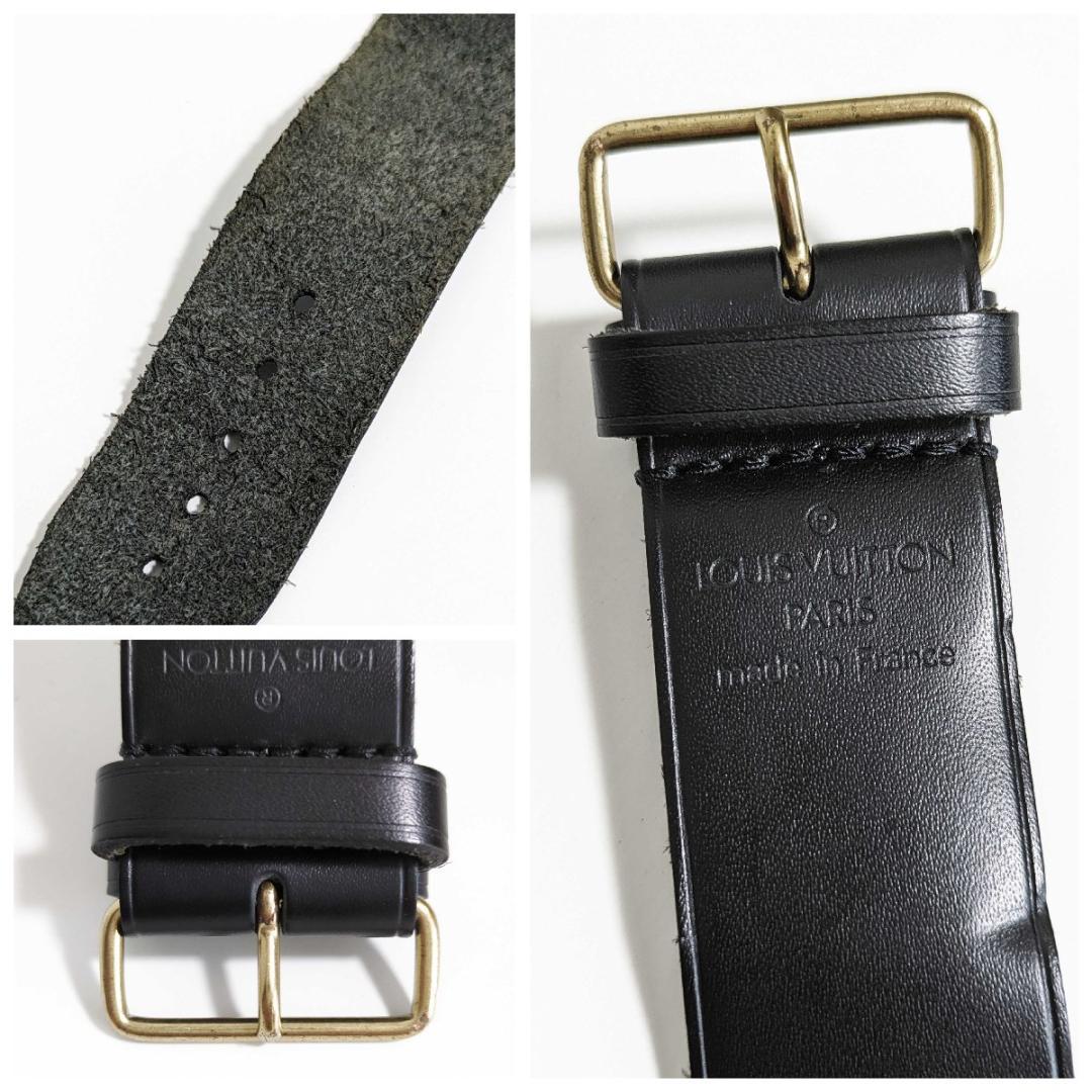 ルイヴィトン ネームタグ ポワニエ セット ブラック×ゴールド レザー