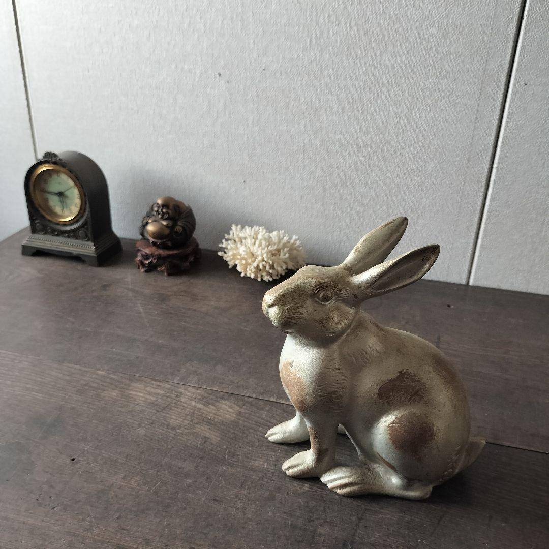 鉄のうさぎ　ラビット　rabbit　置物　アンティーク　金属　インテリア