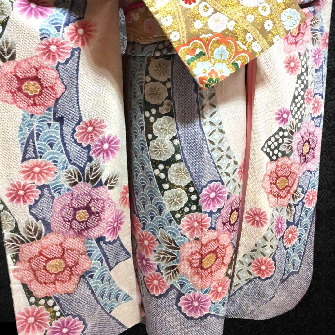 振袖フルセット(7点)・本絞り・総絞り・花模様・金彩加工・逸品