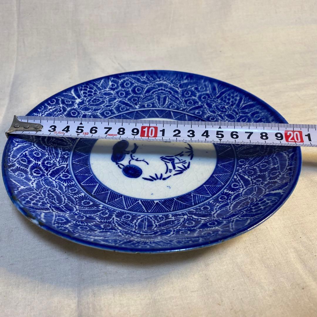 伊万里　古伊万里　中皿　花の図　松竹梅　染付　3客