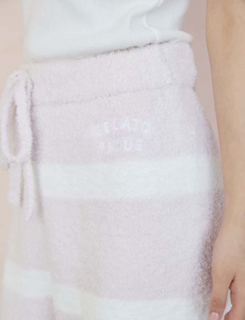 ジェラートピケ、パウダーロゴジャガードプルオーバー&ロングパンツセット、ピンク