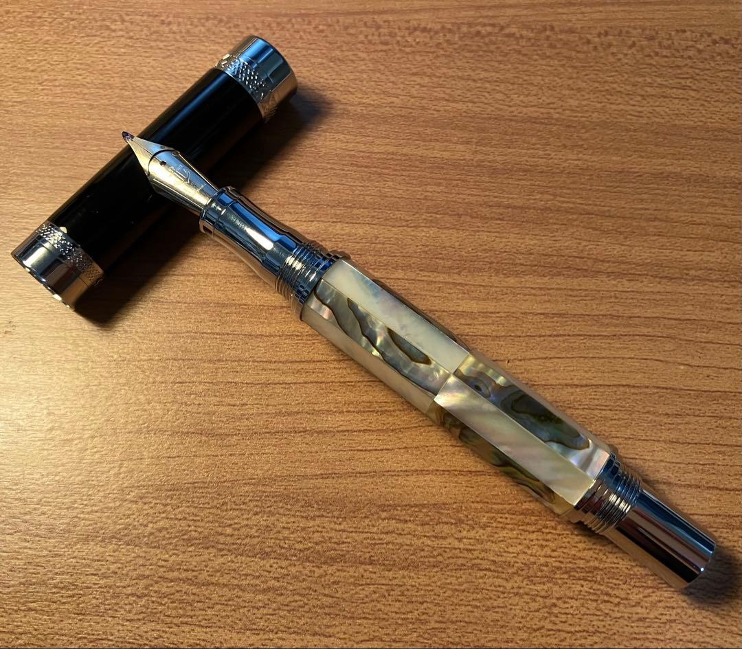 クロスポイント長刀研ぎ万年筆 螺鈿細工 極太