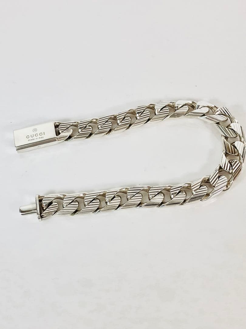 【超美品】GUCCI 喜平チェーン ストライプ ブレスレット シルバー925