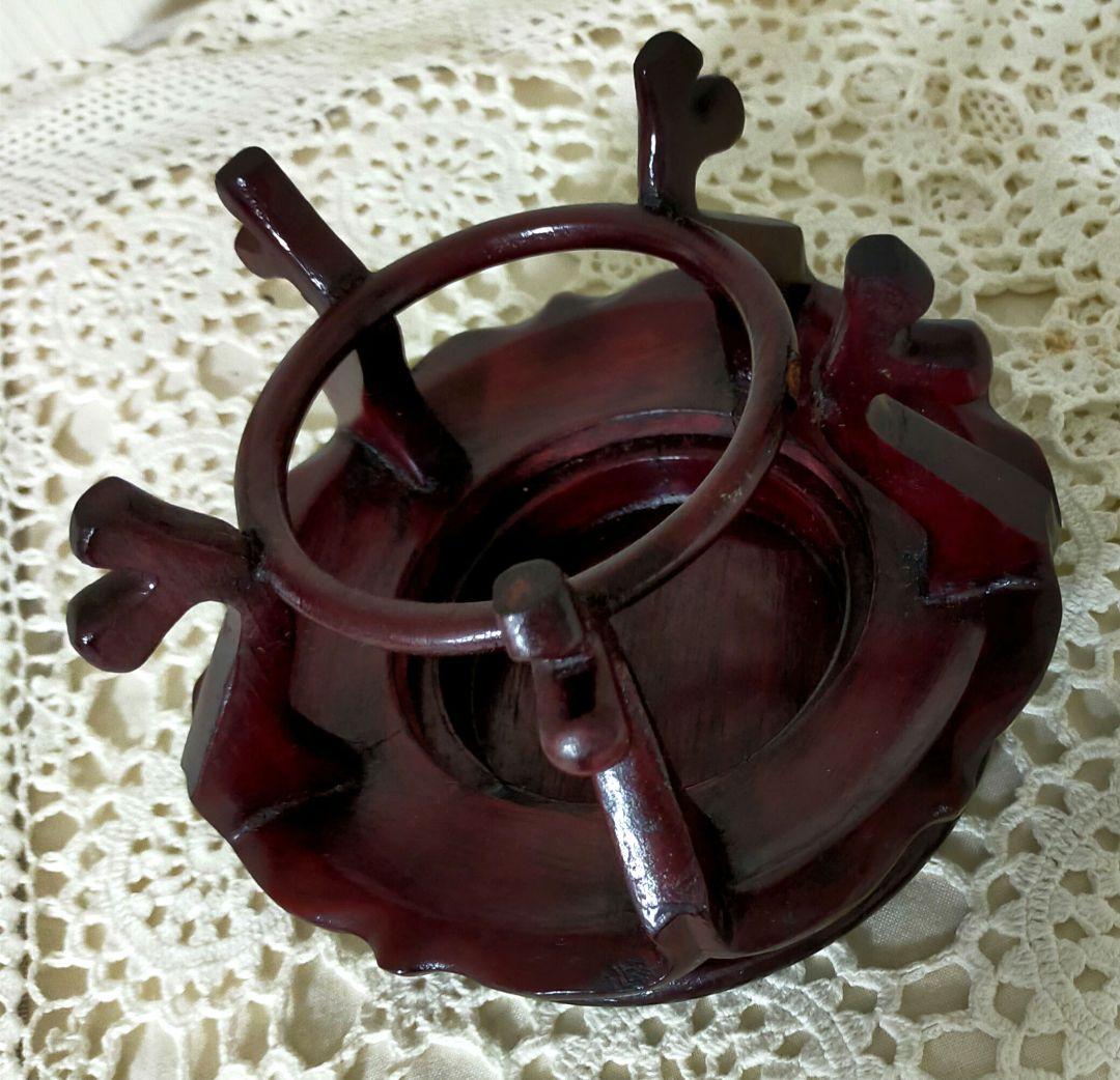 特価セール✨中国伝統工芸品　高級唐木紫檀　蓮花台座　花台　香炉台　訳あり