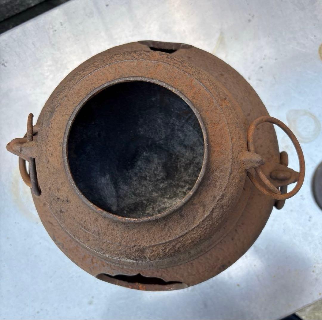 鉄製　茶釜　茶道具　レトロ　古道具　鉄瓶