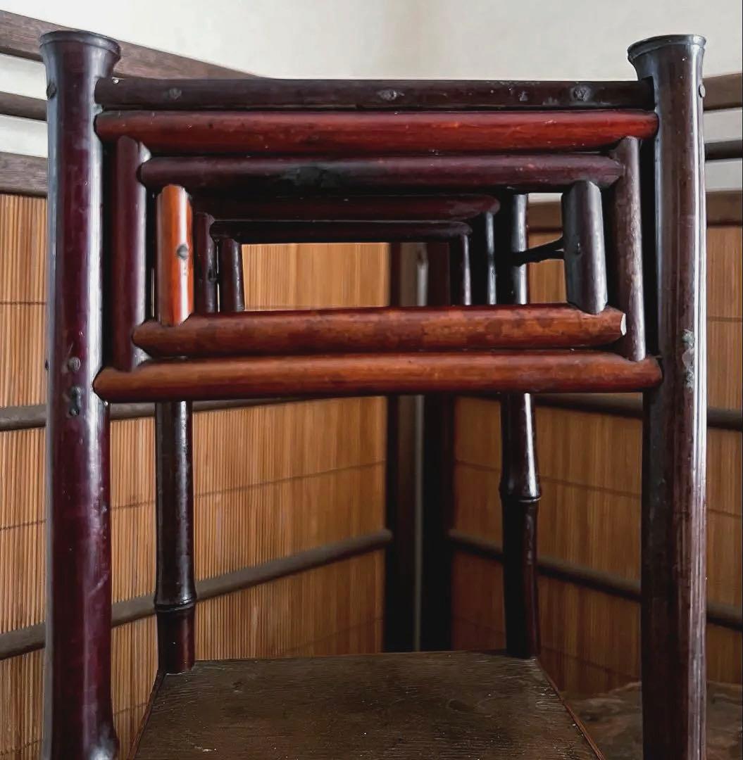 時代 古木 竹工細工 中型 花台 香台 盆栽台