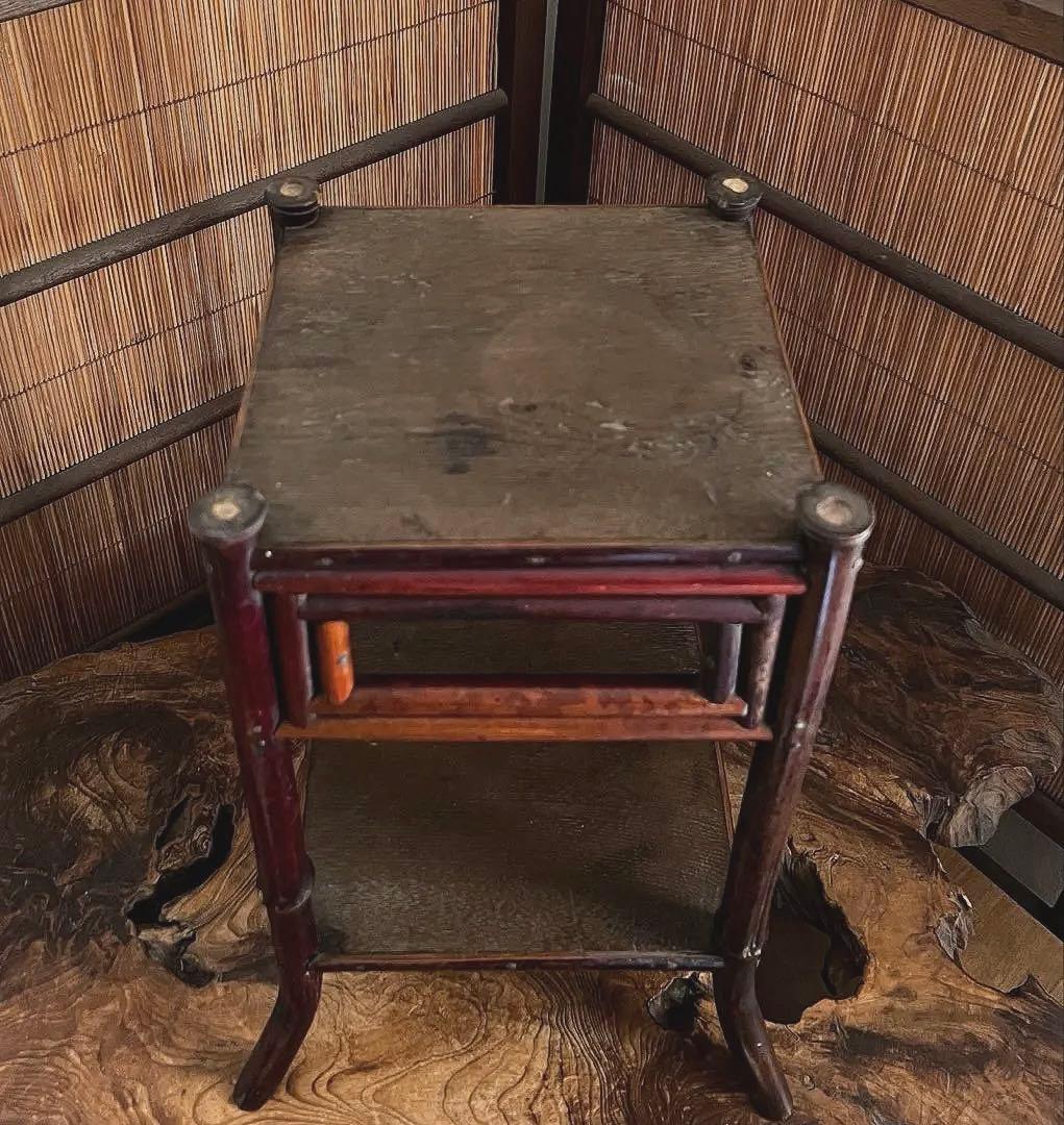 時代 古木 竹工細工 中型 花台 香台 盆栽台