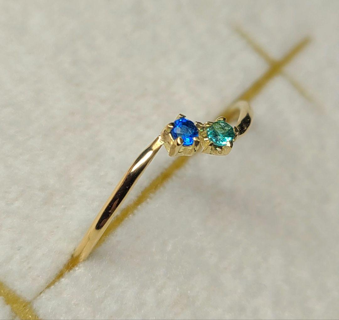 素晴らしいブルーの共演★バターリャパライバトルマリン&アウイナイトリング18金★