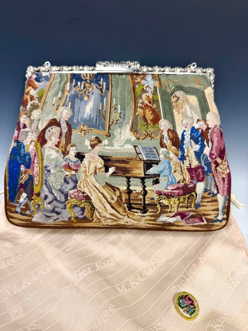 【美品】久家道子 プチポアン パーティーバッグ モーツァルトデザイン　刺繍