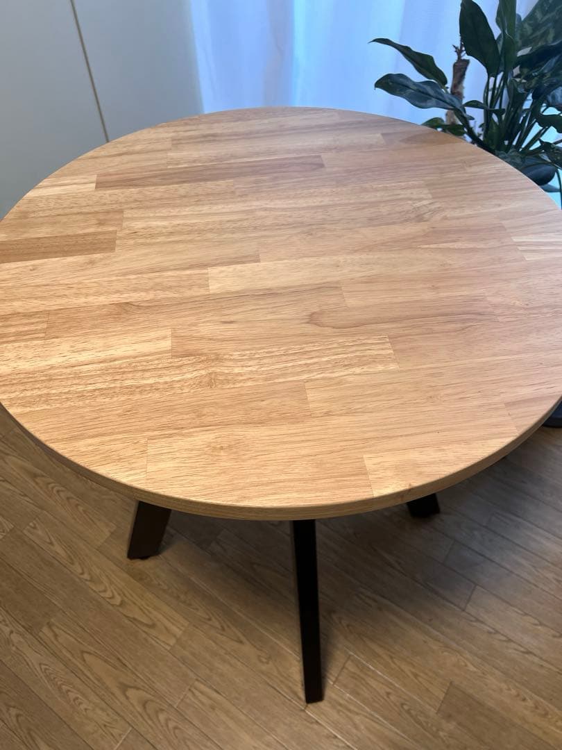 美品 kanademono 天然木 ラウンド カフェ テーブル 直径66cm