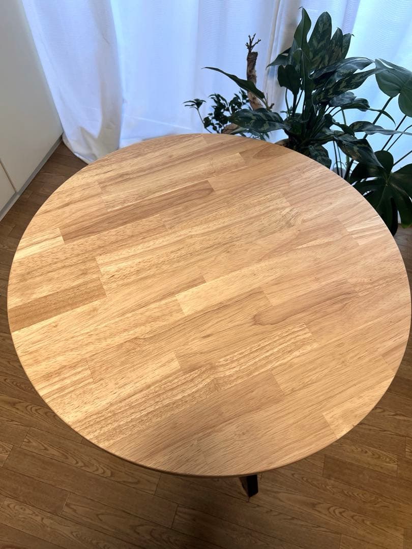 美品 kanademono 天然木 ラウンド カフェ テーブル 直径66cm
