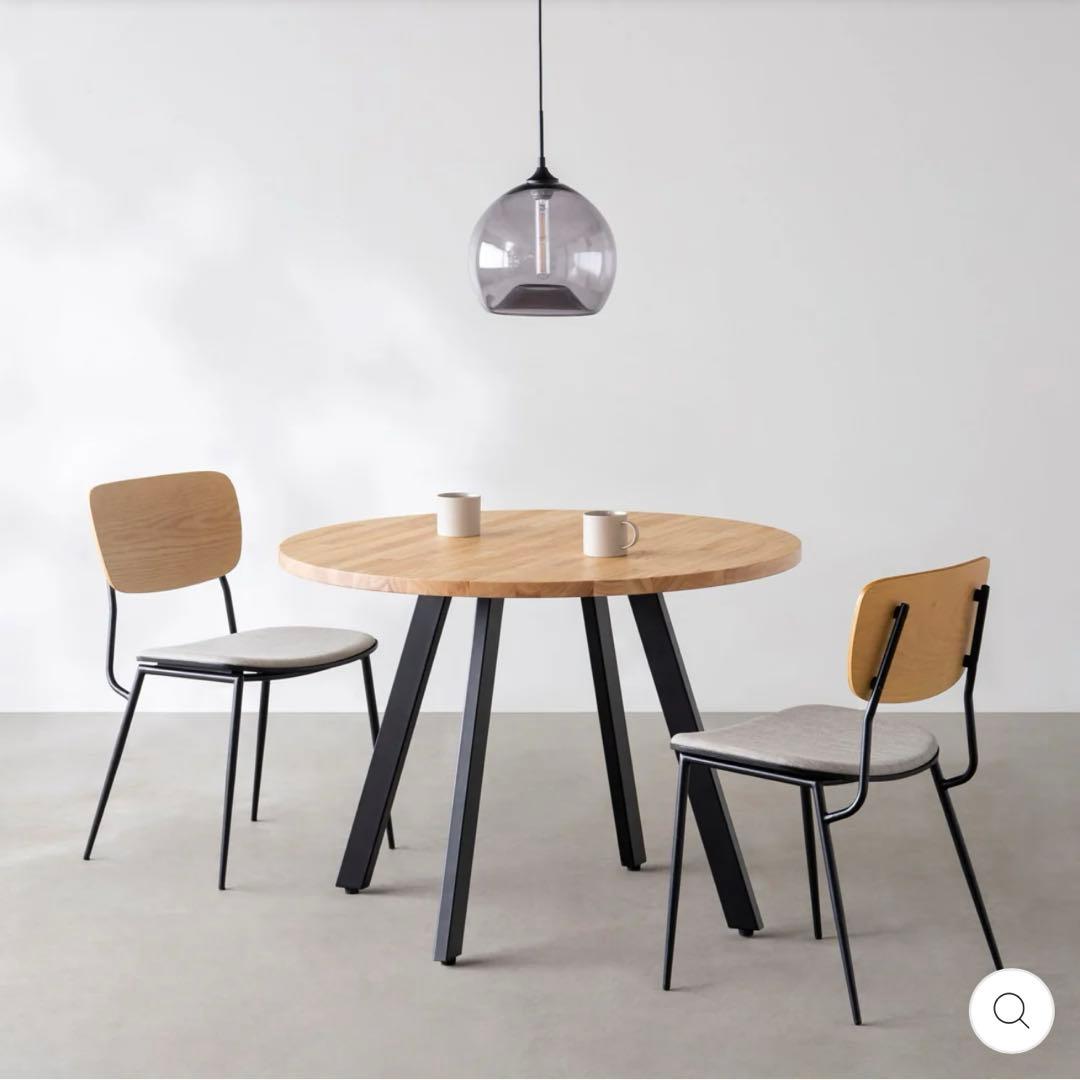 美品 kanademono 天然木 ラウンド カフェ テーブル 直径66cm