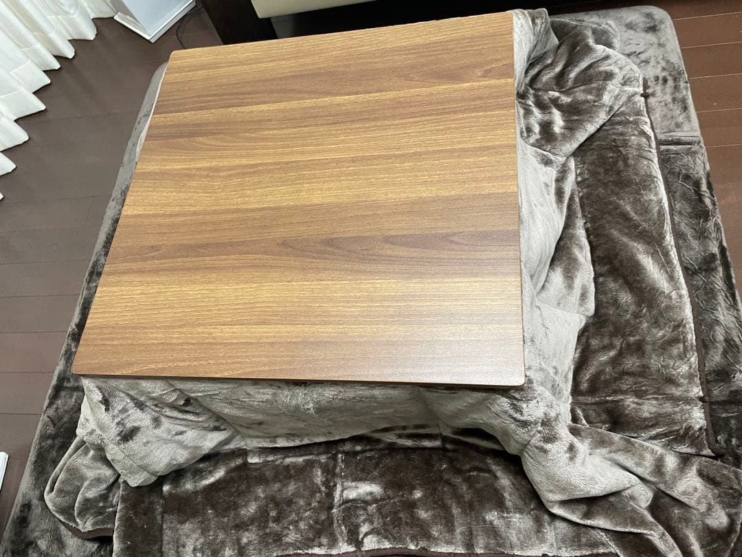 木製ブラウンこたつ 電源コード付き　掛け布団　敷きマット付き