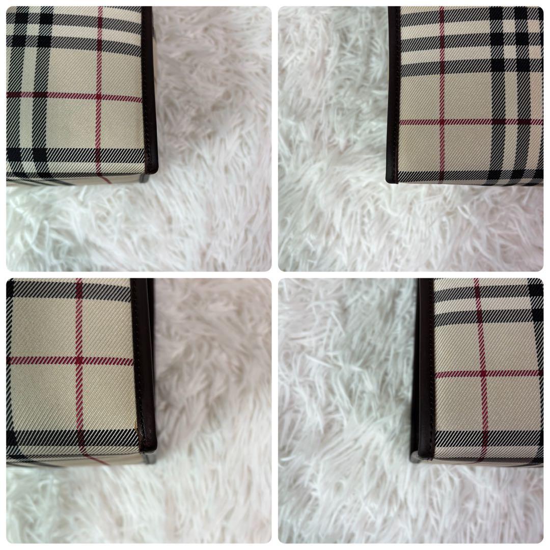 ✨極美品✨バーバリー ハンドバッグ ノバチェック ロゴプレート レザー×PVC