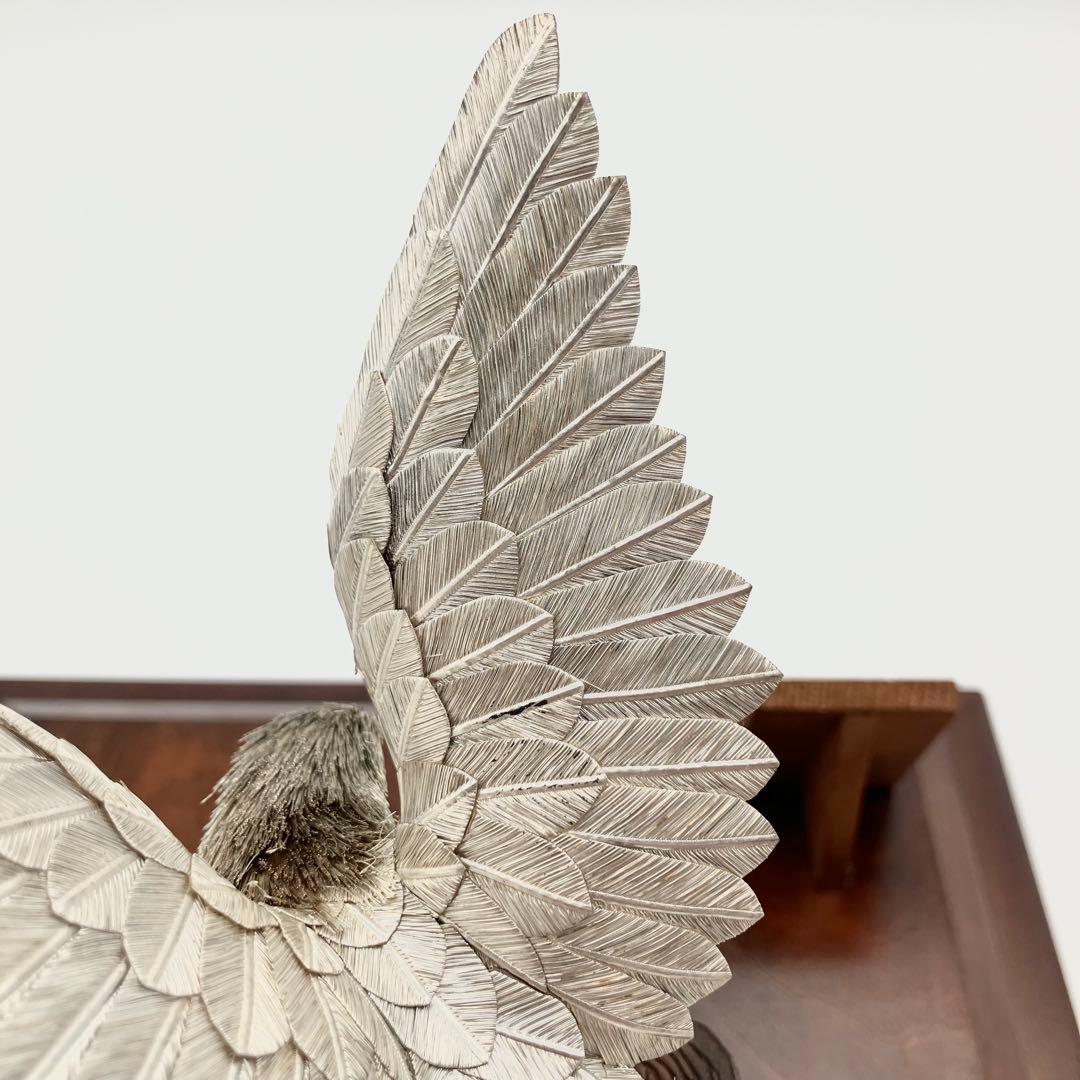 純銀 白鷹 光則作 純銀製置物